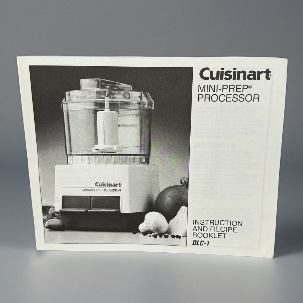 1996 Cuisinart Mini-Prep Processor Instruction Recipe Booklet DLC-1 Replacement